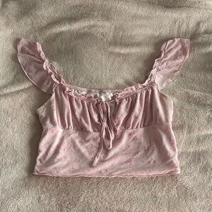 Pink floral crop top